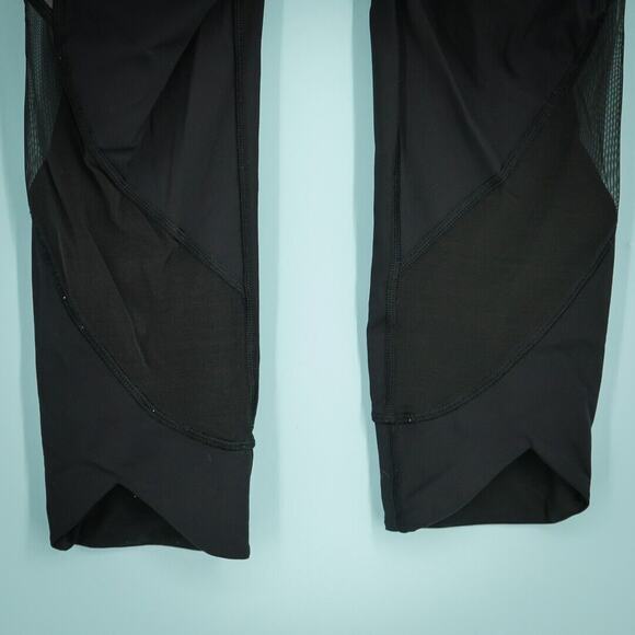 Lululemon Size 4 Black Fast As Light Crop Pull On Stretch Active Mesh Leggings - Picture 3 of 6
